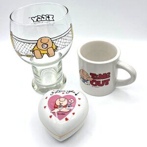 Vintage ZIGGY BY TOM WILSON COLLECTION of Coffee cup ~ Tennis Glass ~Trinket Box